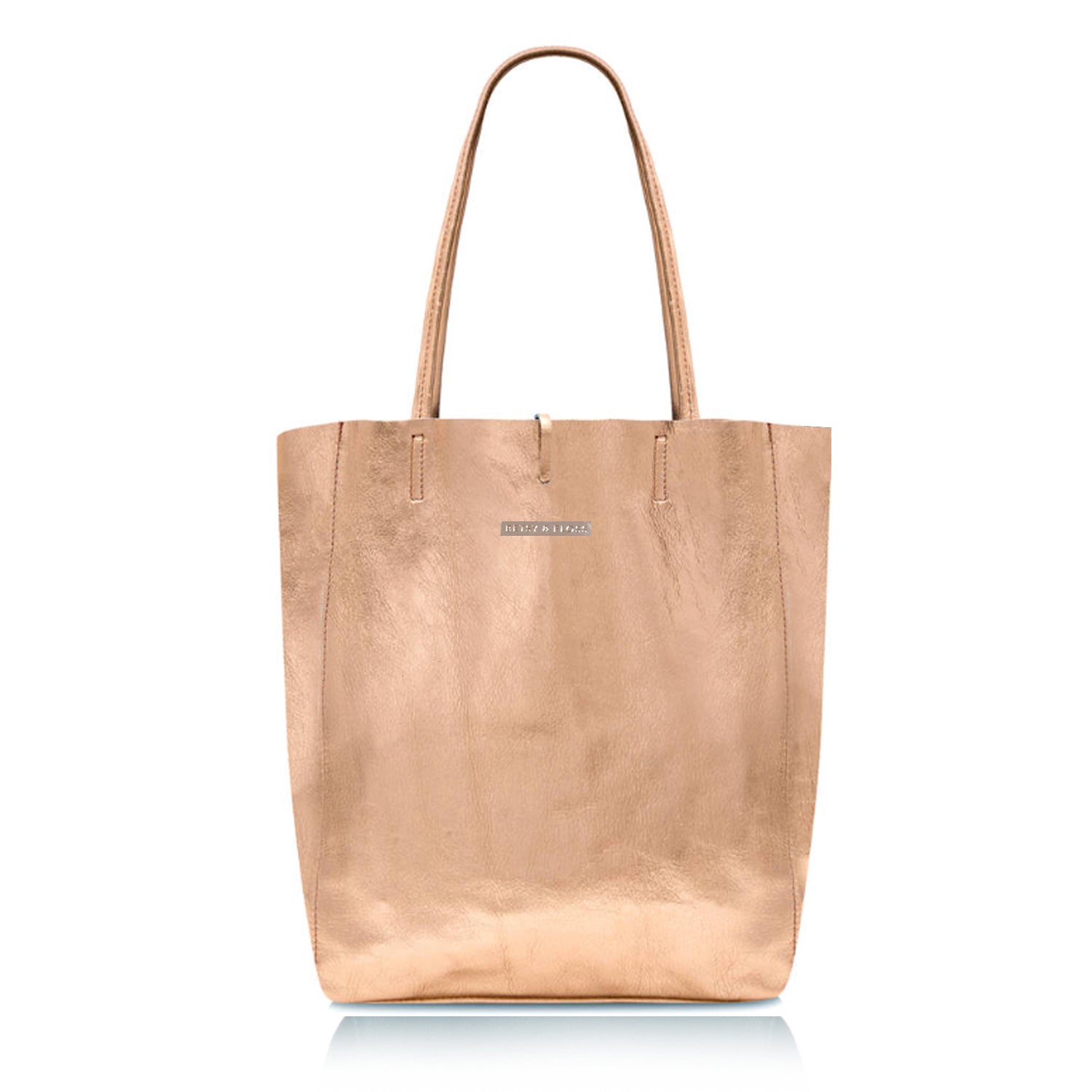 Milan - Soft Leather Tote Bag in Rose Gold Silver Hardware | Betsy & Floss