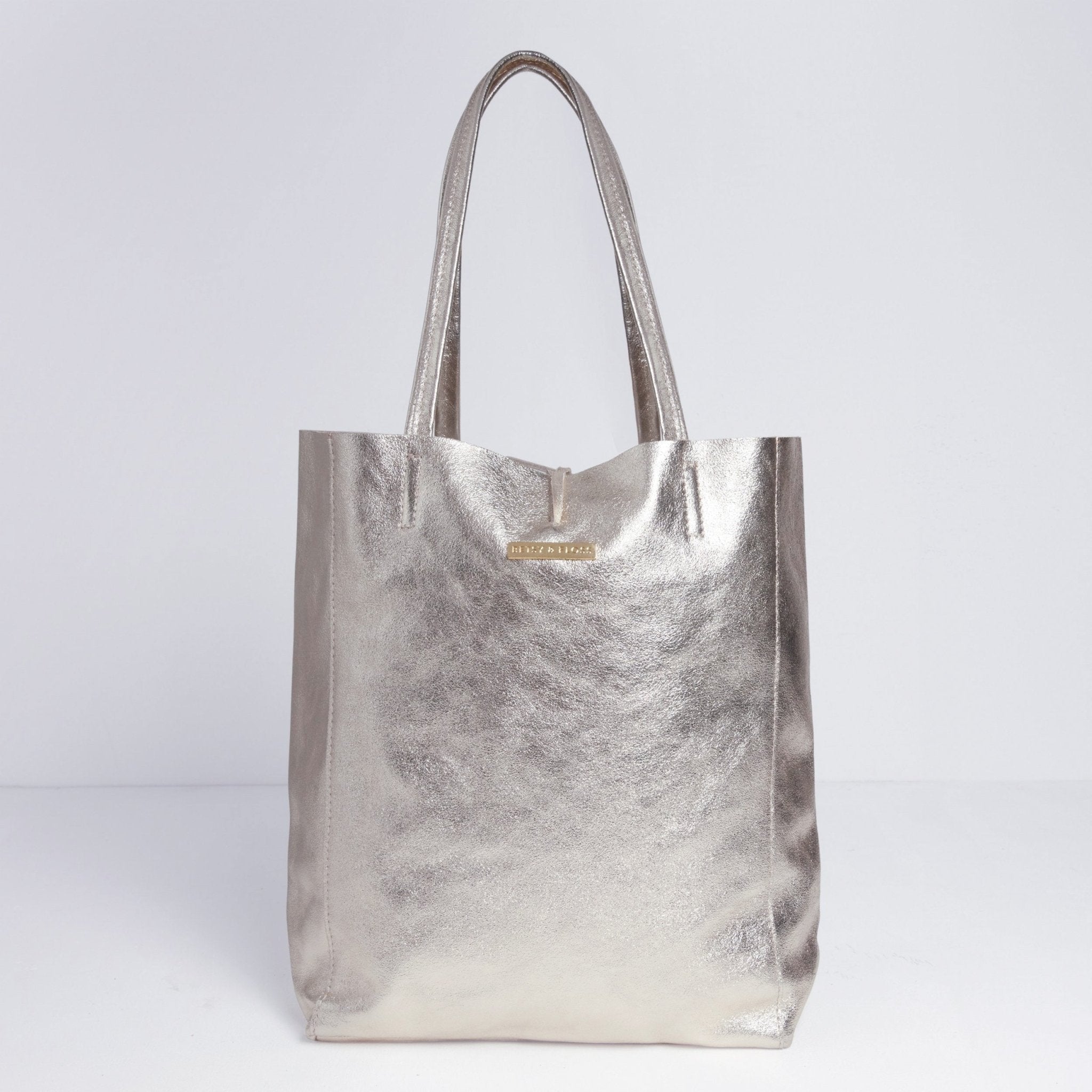 Milan - Soft Leather Tote Bag in Silver Gold Hardware | Betsy & Floss