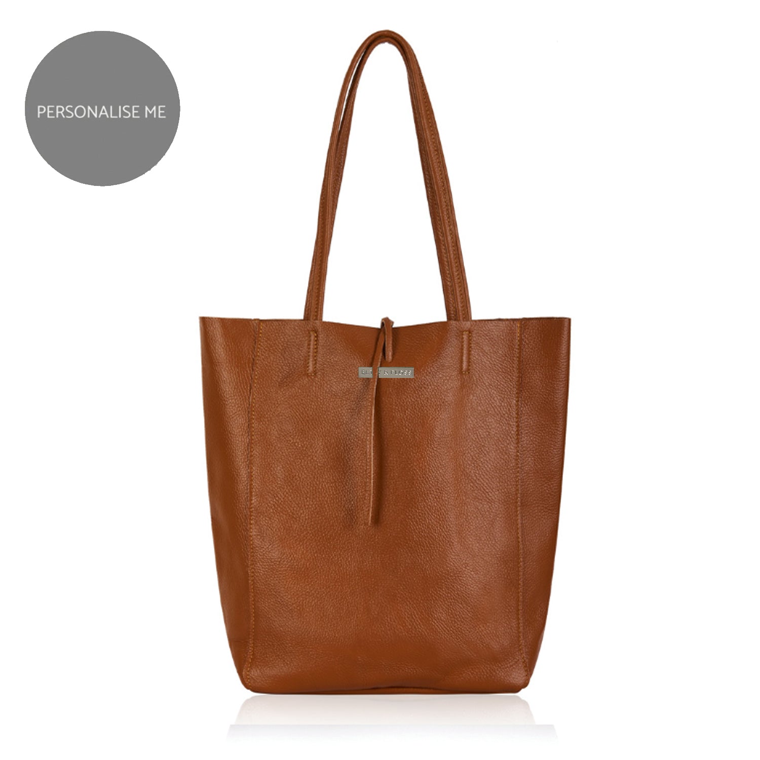 Milan - Soft Leather Tote Bag in Tan Silver Hardware | Betsy & Floss