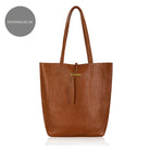 Milan - Soft Leather Tote Bag in Tan Gold Hardware | Betsy & Floss