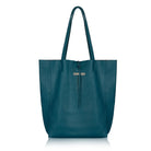 Milan - Soft Leather Tote Bag in Teal Silver Hardware | Betsy & Floss