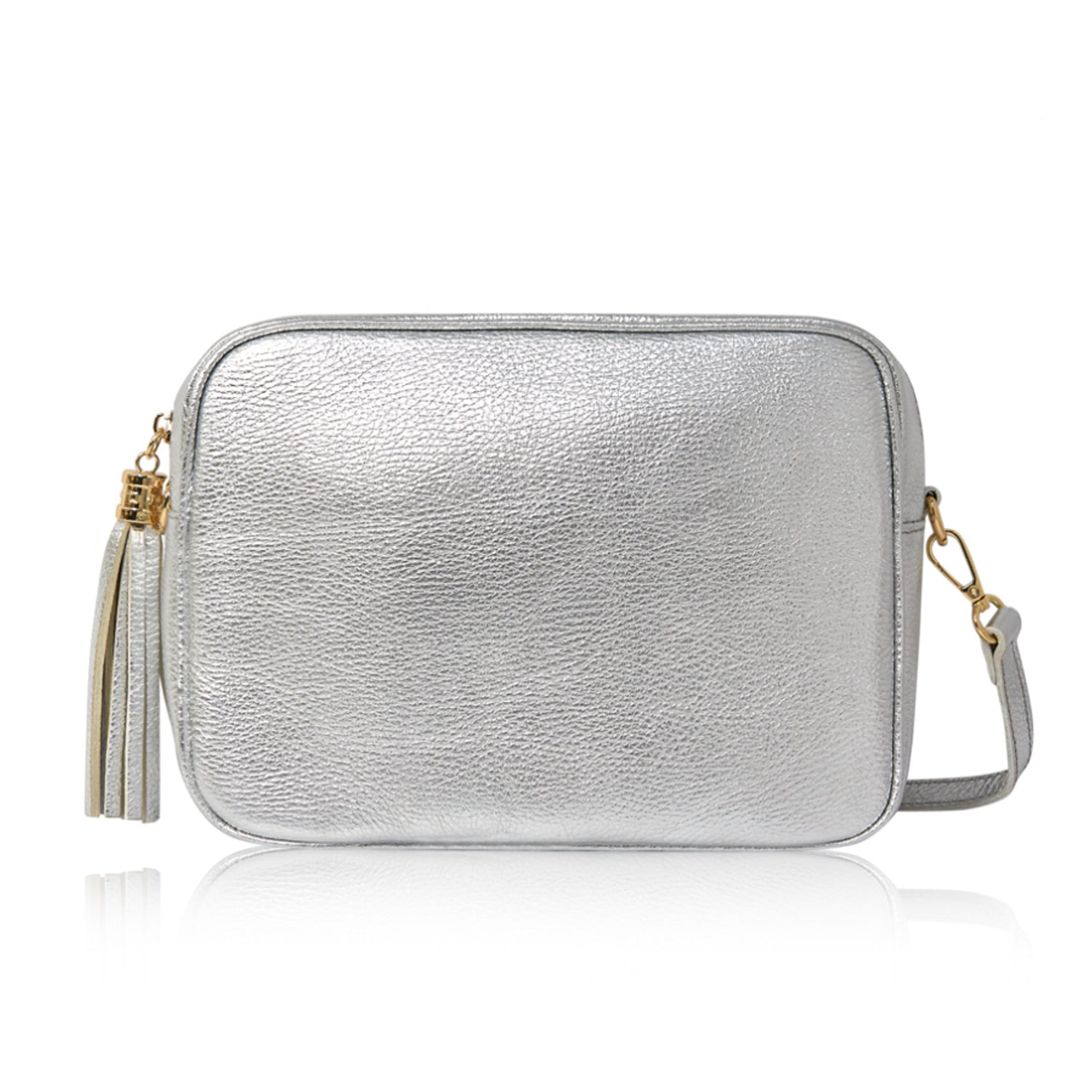 Modena Large Crossbody Tassel Bag Silver | Betsy & Floss