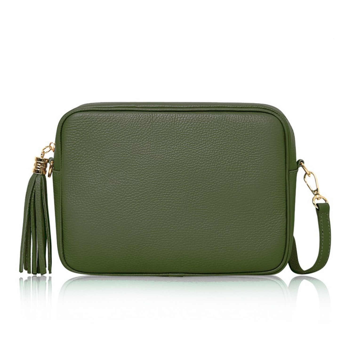 Modena Large Crossbody Tassel Bag Olive Green | Betsy & Floss