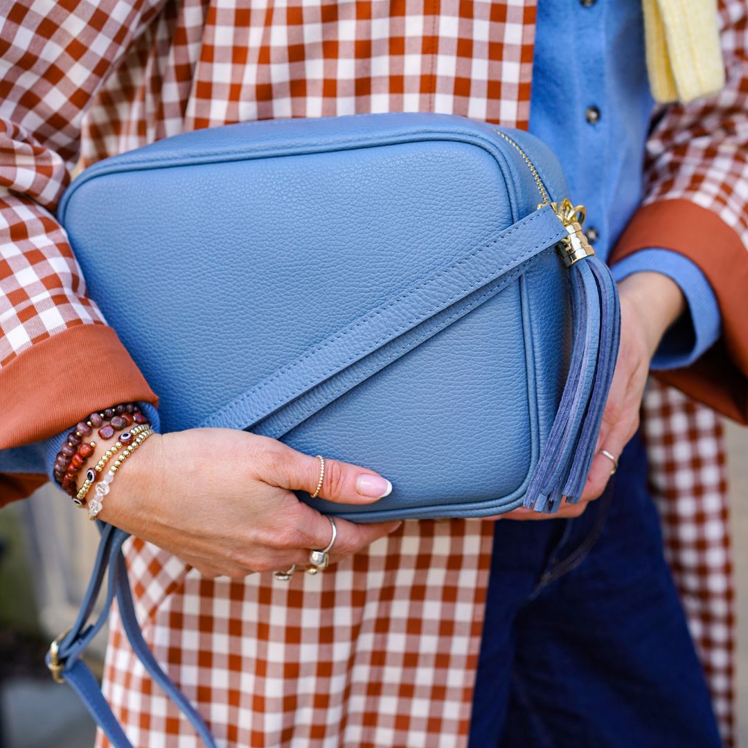 Modena Large Crossbody Tassel Bag Green | Betsy & Floss