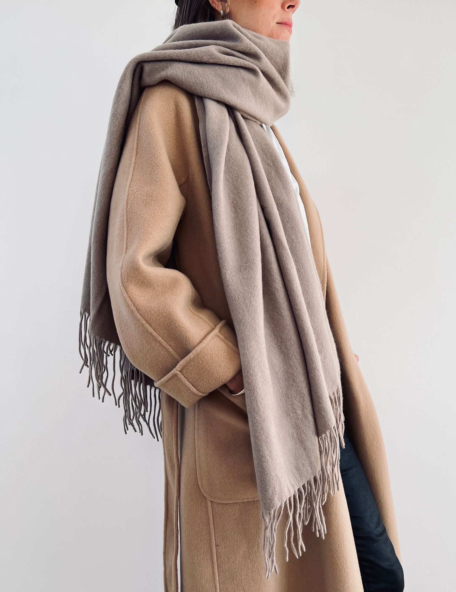 Oversized Cashmere Scarf Taupe | Betsy & Floss