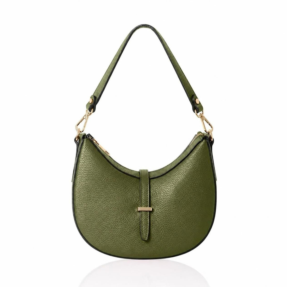 Pienza Crescent Bag -with two straps Olive Green | Betsy & Floss