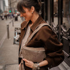 Rivoli Suede Crossbody and Waist Bag Dark Taupe | Betsy & Floss