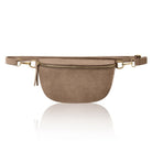 Rivoli Suede Crossbody and Waist Bag Dark Taupe | Betsy & Floss