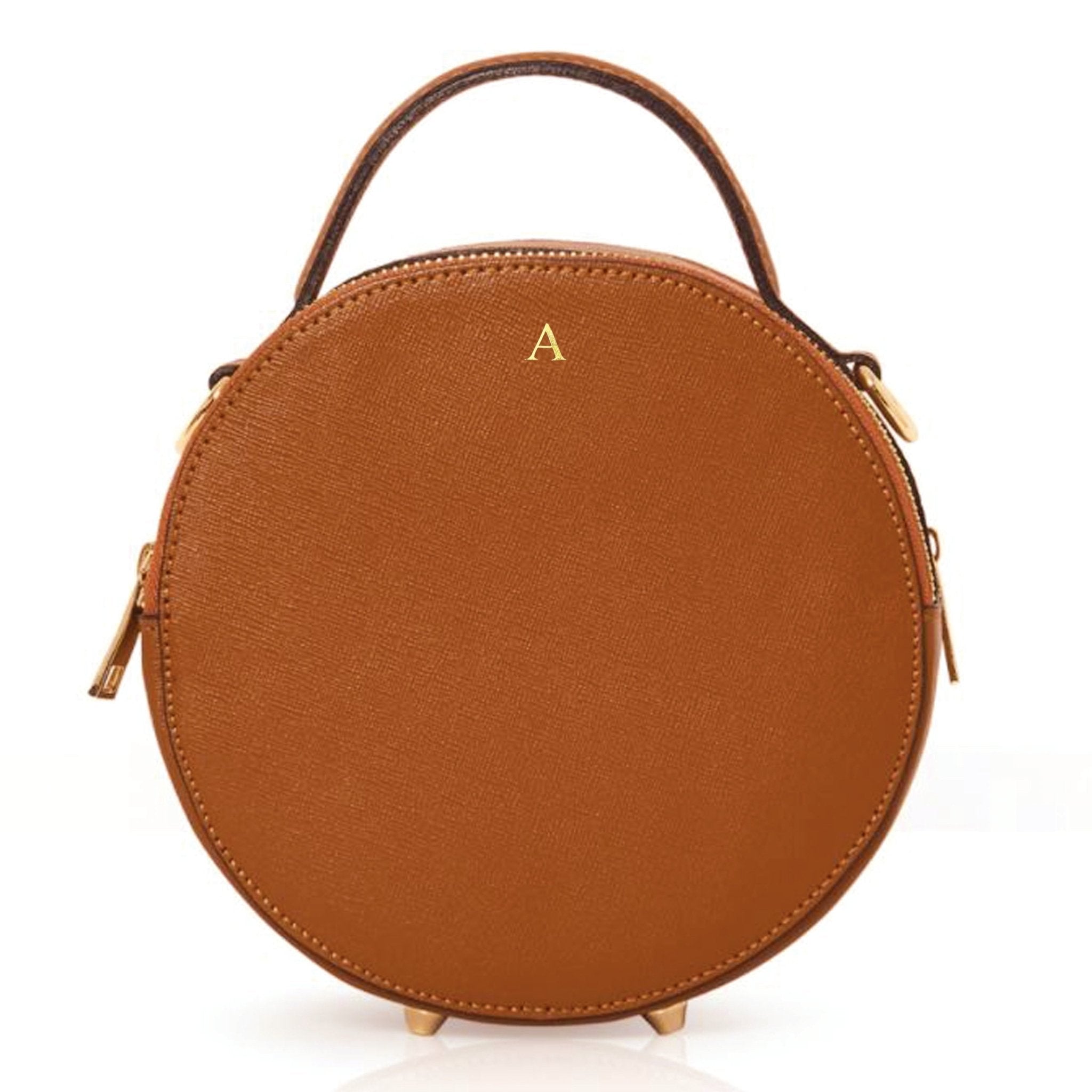 Rome Round Circle Crossbody Bag Tan | Betsy & Floss