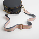 Rome Round Circle Crossbody Bag in Dark Grey with Pastel Strap Dark Grey | Betsy & Floss