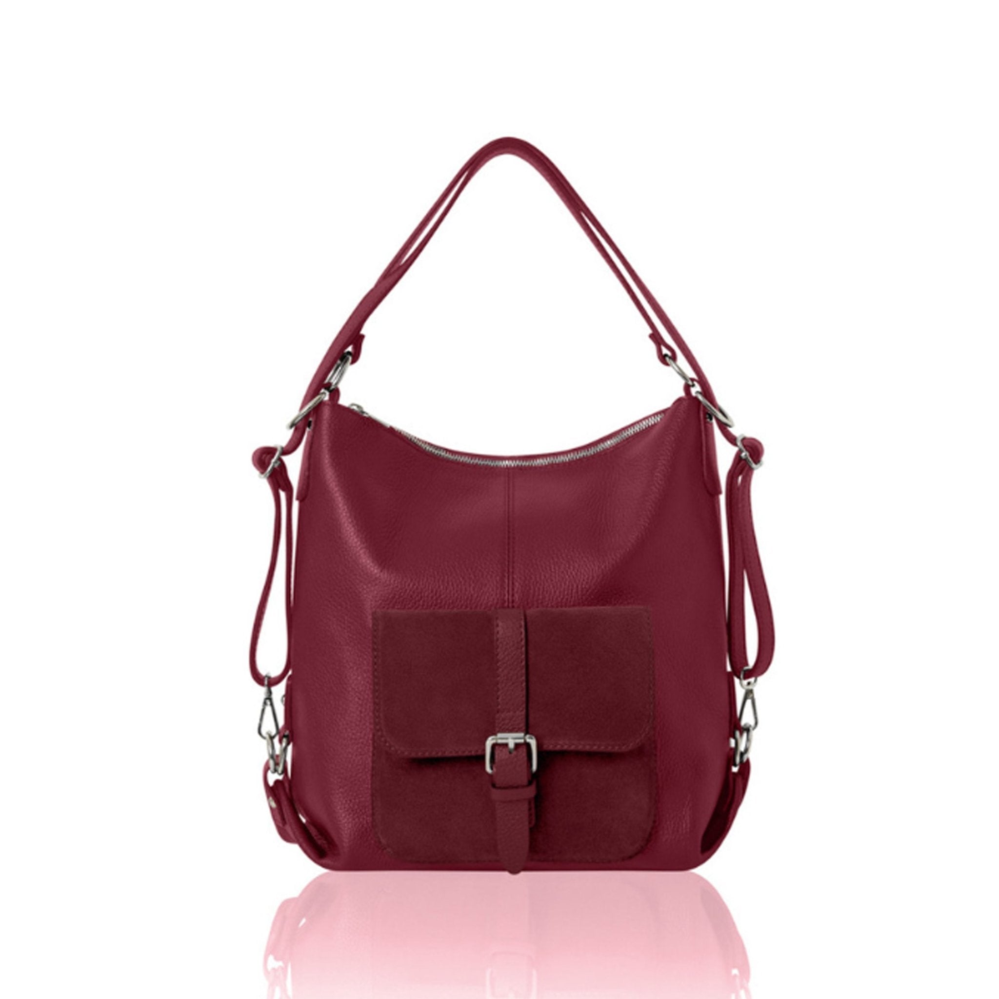 Sarno 2 - in - 1 Backpack and Tote Bag Burgundy | Betsy & Floss