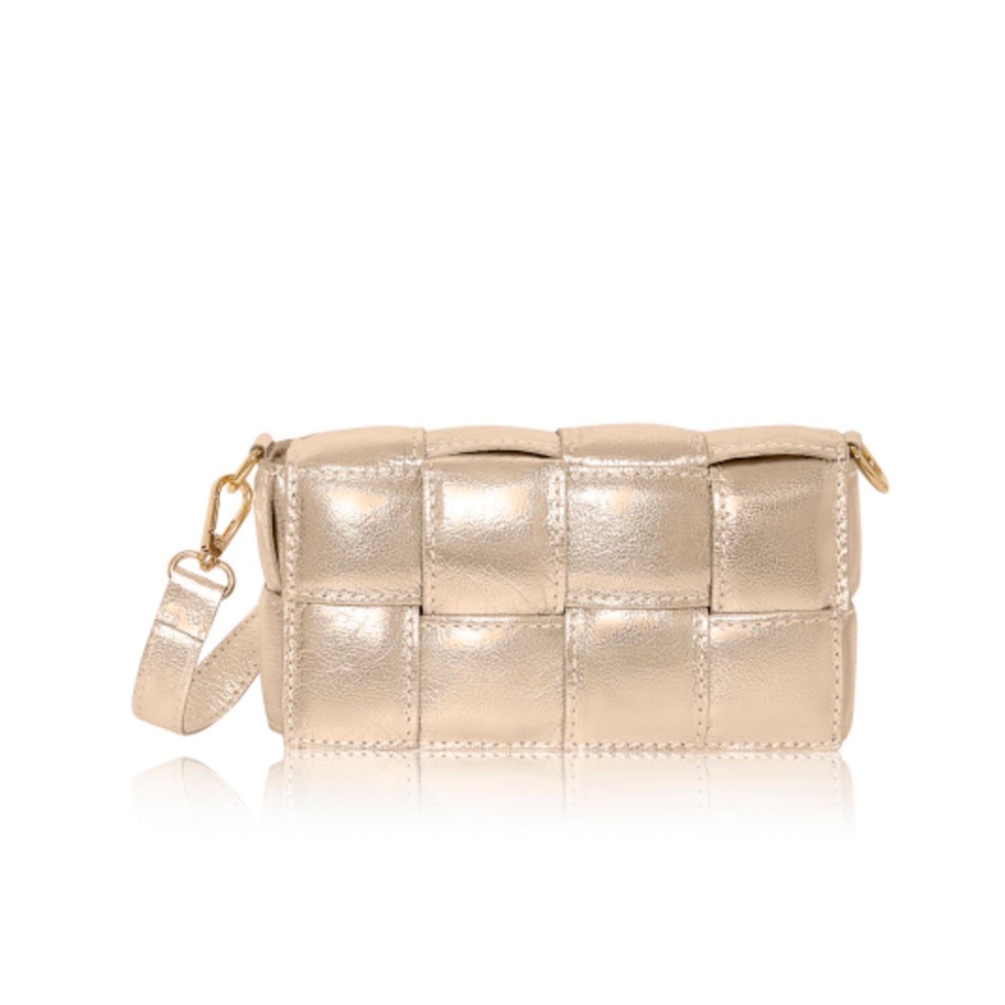 Serena Woven Clutch & Crossbody Bag Gold | Betsy & Floss