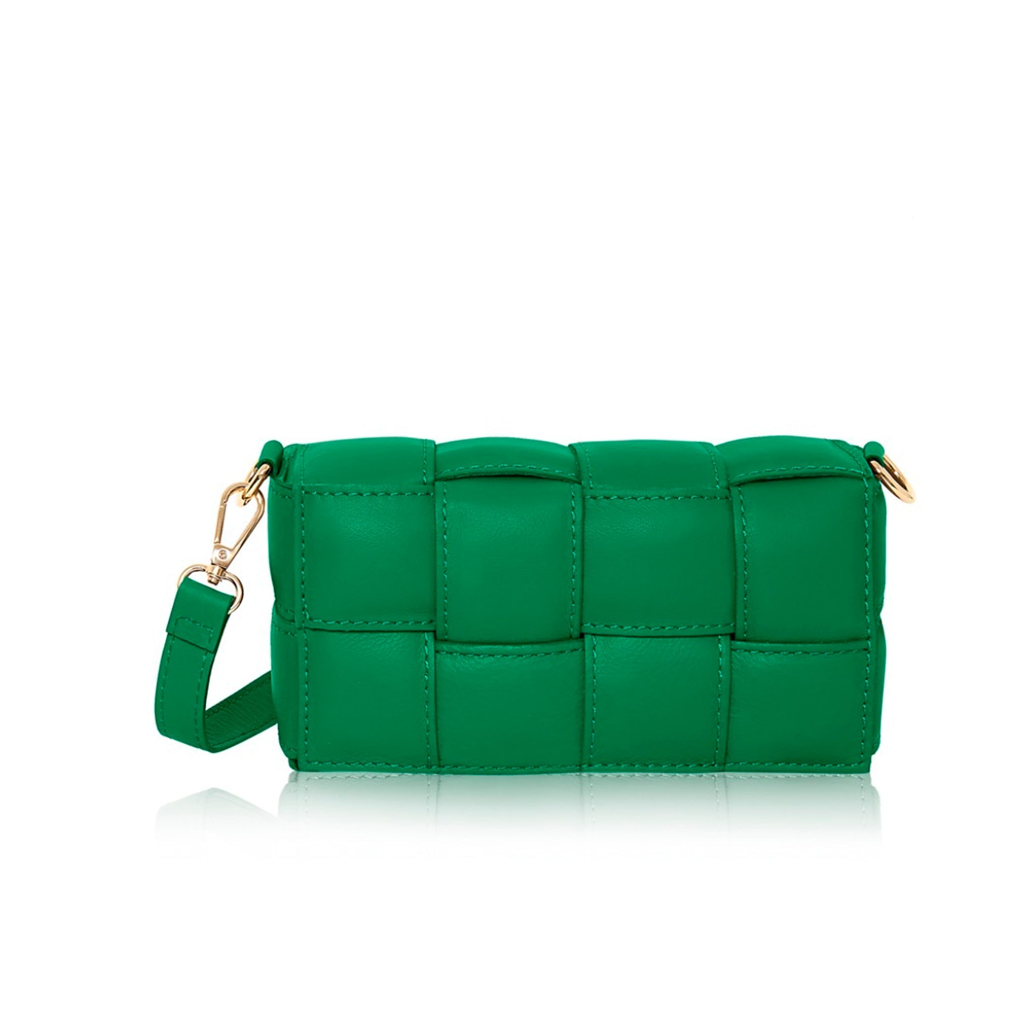 Serena Woven Clutch & Crossbody Bag Green | Betsy & Floss