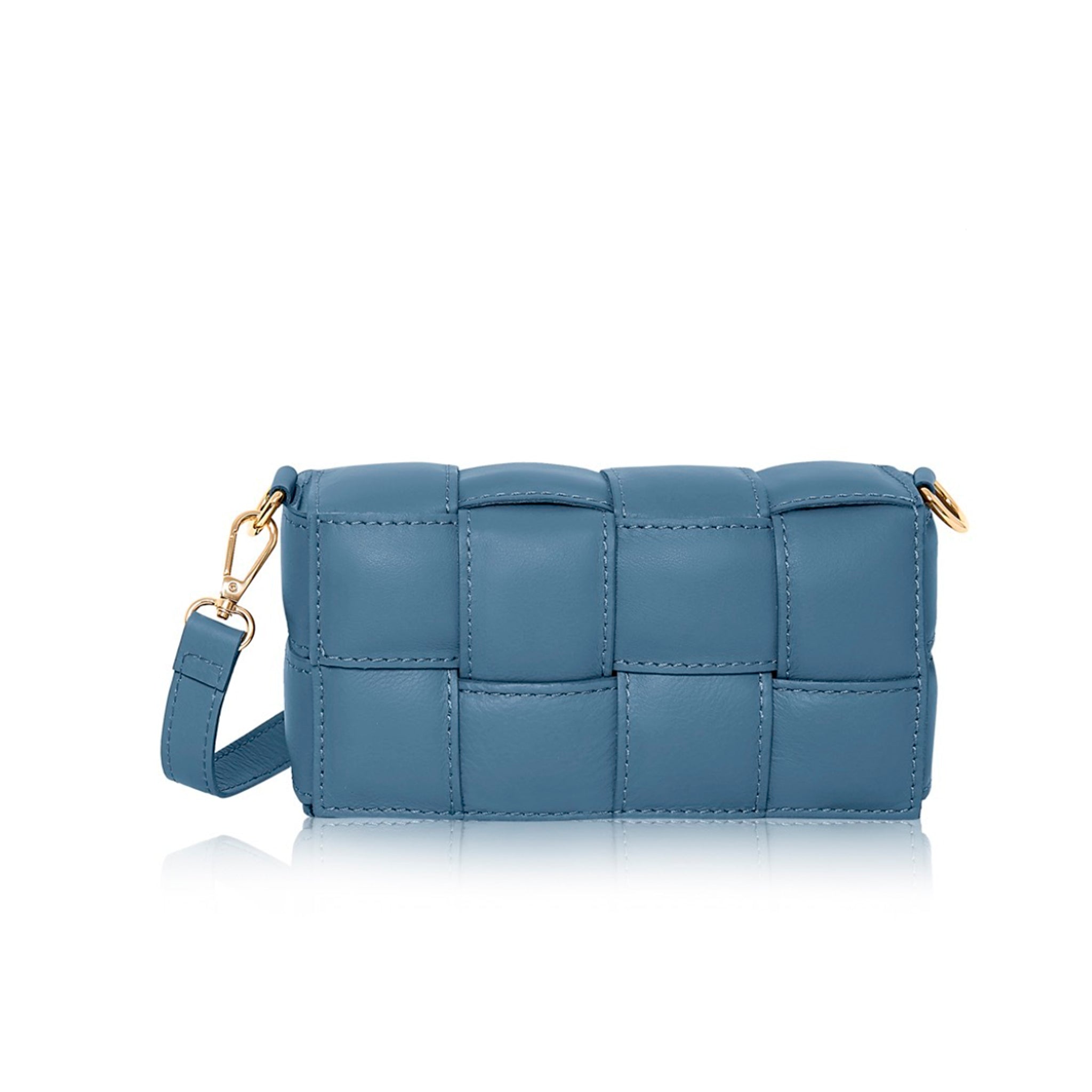 Serena Woven Clutch & Crossbody Bag Denim Blue | Betsy & Floss