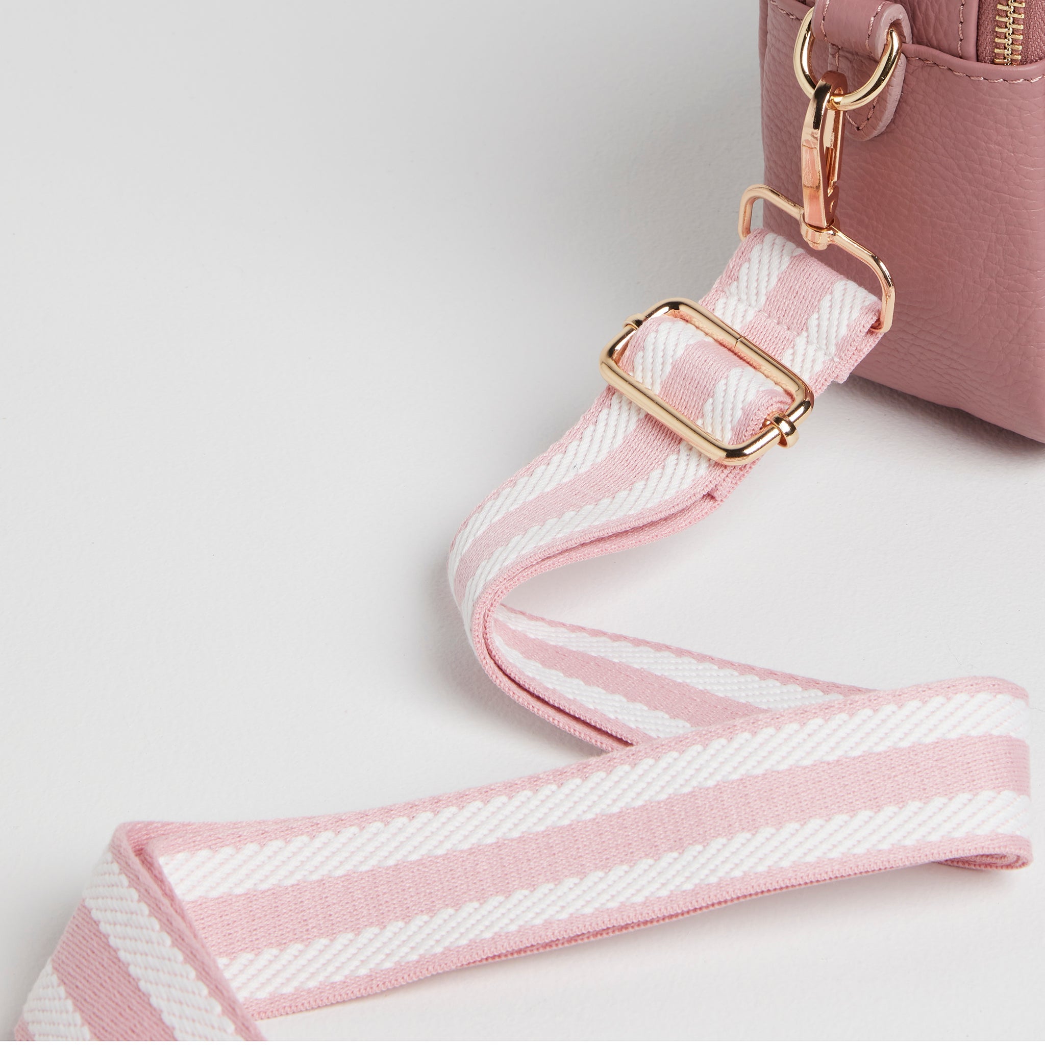 Sienna Crossbody Bag in Antique Pink with Candy Stripe Strap Antique Pink | Betsy & Floss