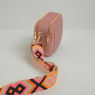 Sienna Crossbody Bag in Antique Pink with Orange and Pink Bohemian Strap Antique Pink | Betsy & Floss