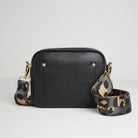 Sienna Crossbody Bag in Black with Dark Leopard Strap Black | Betsy & Floss