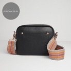 Sienna Crossbody Bag in Black with Orange Aztec Strap Black | Betsy & Floss