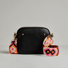 Sienna Crossbody Bag in Black with Pink and Orange Boho Strap Black | Betsy & Floss