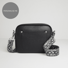 Sienna Crossbody Bag in Black with Snake Print Strap Black | Betsy & Floss