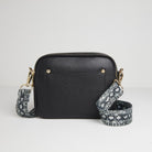 Sienna Crossbody Bag in Black with Snake Print Strap Black | Betsy & Floss