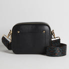 Sienna Crossbody Bag in Black with Teal and Brown Leopard Strap Black | Betsy & Floss