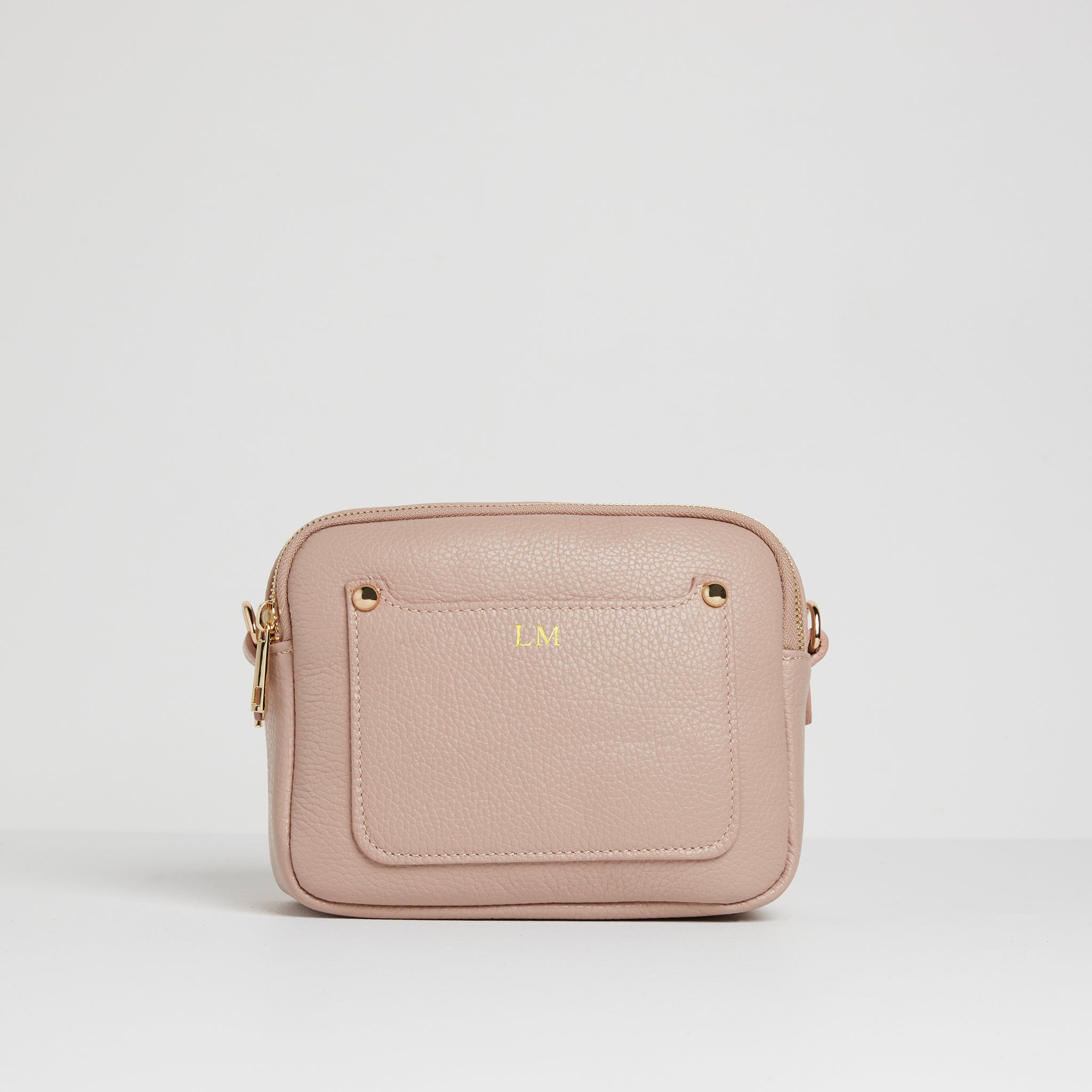 Sienna Crossbody Bag in Blush with Dark Leopard Print Strap Blush Pink | Betsy & Floss