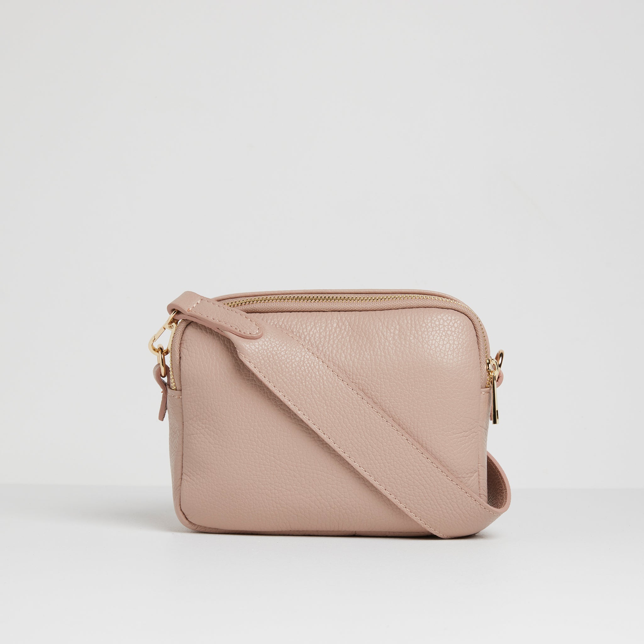 Sienna Crossbody Bag in Blush with Dark Leopard Print Strap Blush Pink | Betsy & Floss