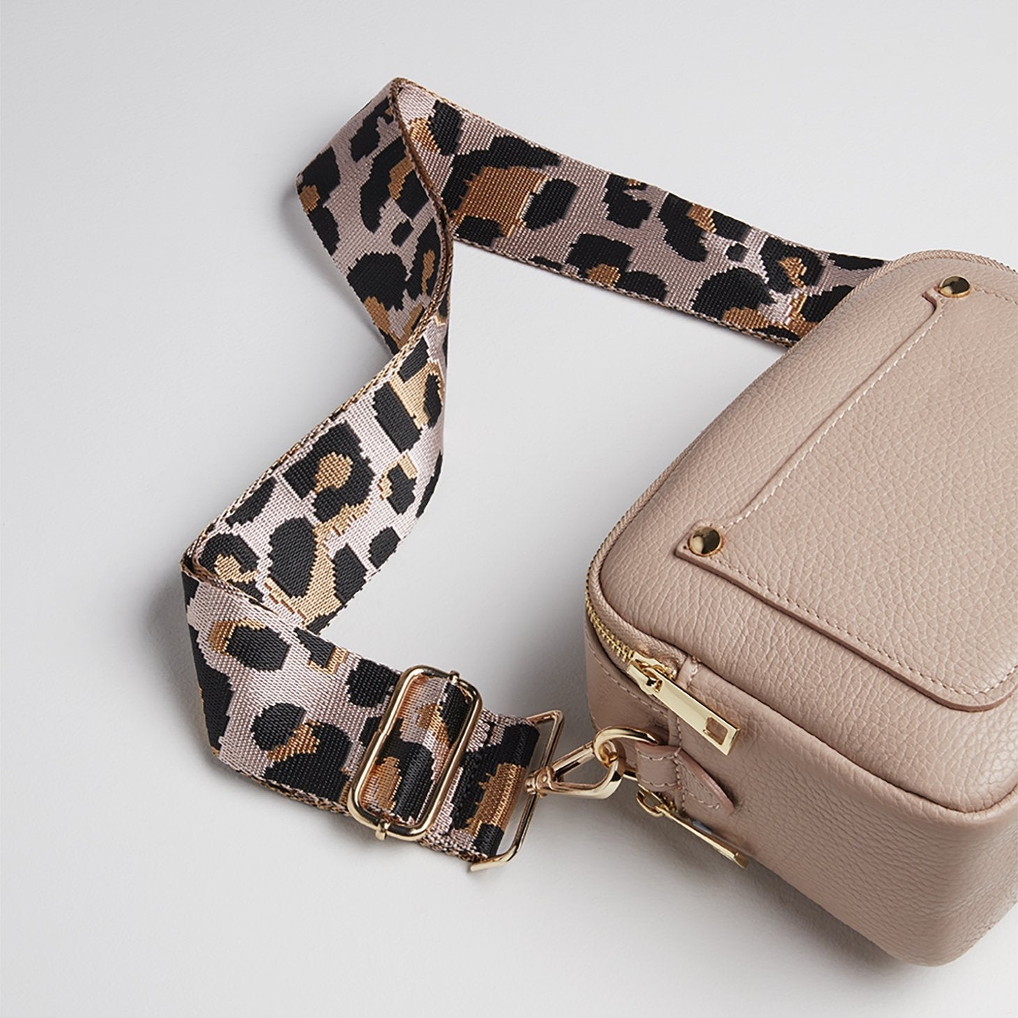 Sienna Crossbody Bag in Blush with Light Pink Leopard Print Strap Blush Pink | Betsy & Floss