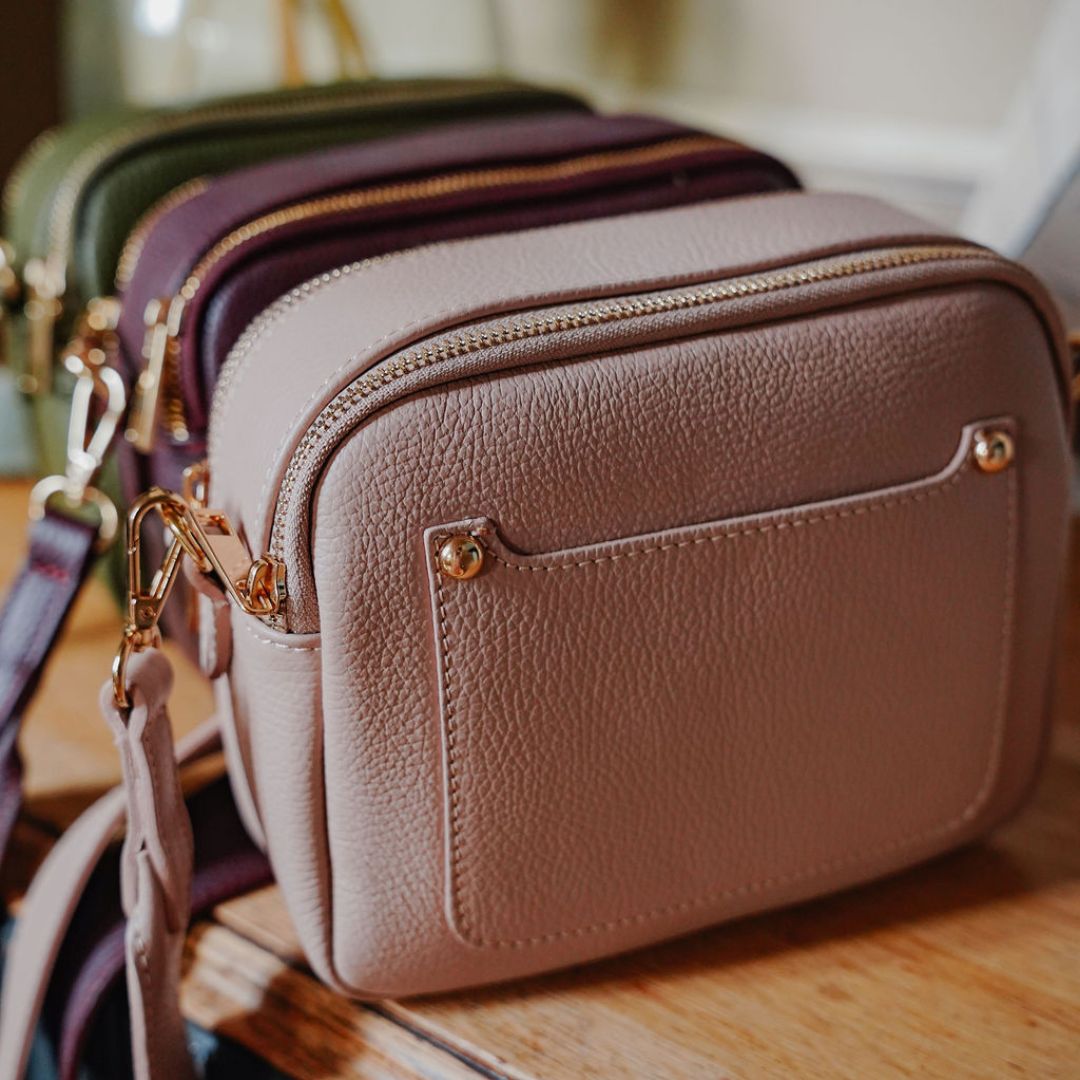 Sienna Crossbody Bag in Blush with Orange and Pink Bohemian Strap Blush | Betsy & Floss