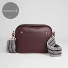 Sienna Crossbody Bag in Burgundy with Black and White Chevron Strap Burgundy | Betsy & Floss