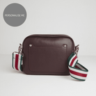 Sienna Crossbody Bag in Burgundy with Green Stripe Strap Burgundy | Betsy & Floss