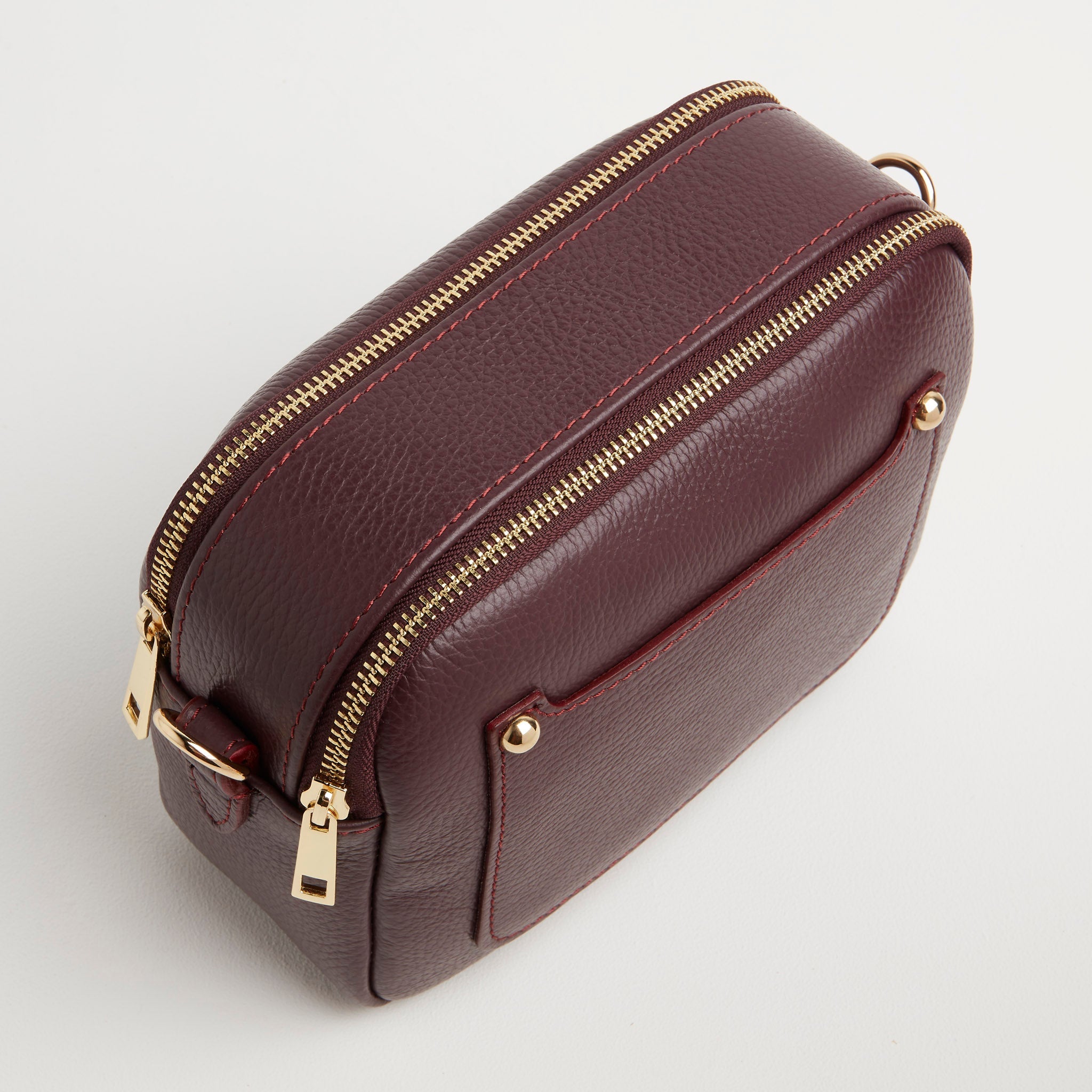 Sienna Crossbody Bag in Burgundy with Green Stripe Strap Burgundy | Betsy & Floss