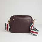 Sienna Crossbody Bag in Burgundy with Green Stripe Strap Burgundy | Betsy & Floss