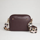 Sienna Crossbody Bag in Burgundy with Light Pink Leopard Strap Burgundy | Betsy & Floss