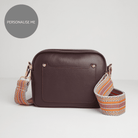 Sienna Crossbody Bag in Burgundy with Orange Aztec Strap Burgundy | Betsy & Floss