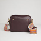 Sienna Crossbody Bag in Burgundy with Orange Aztec Strap Burgundy | Betsy & Floss