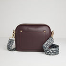 Sienna Crossbody Bag in Burgundy with Snake Print Strap Burgundy | Betsy & Floss