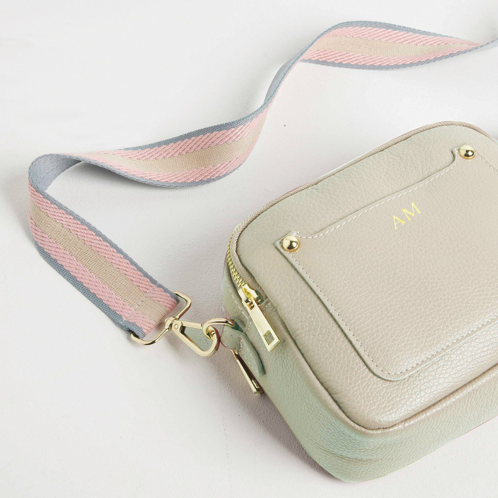 Sienna Crossbody Bag in Cream with Pastel Strap Cream | Betsy & Floss