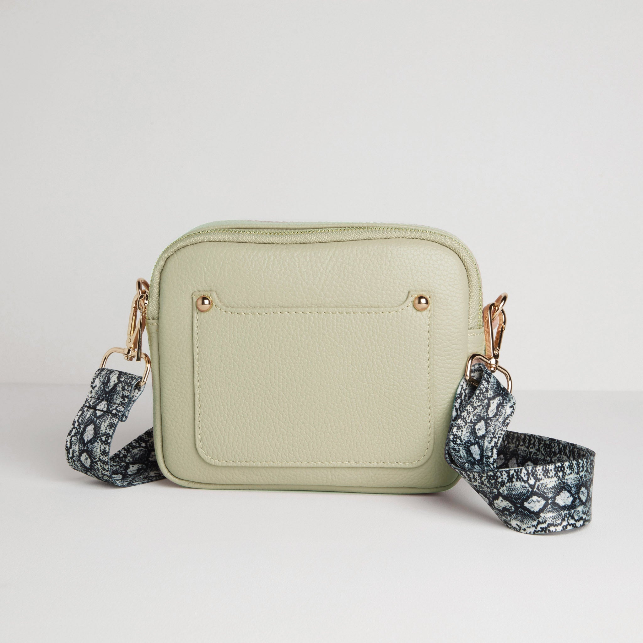 Sienna Crossbody Bag in Cream with Snake Print Strap Cream | Betsy & Floss