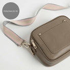 Sienna Crossbody Bag in Dark Taupe with Pastel Strap Dark Taupe | Betsy & Floss