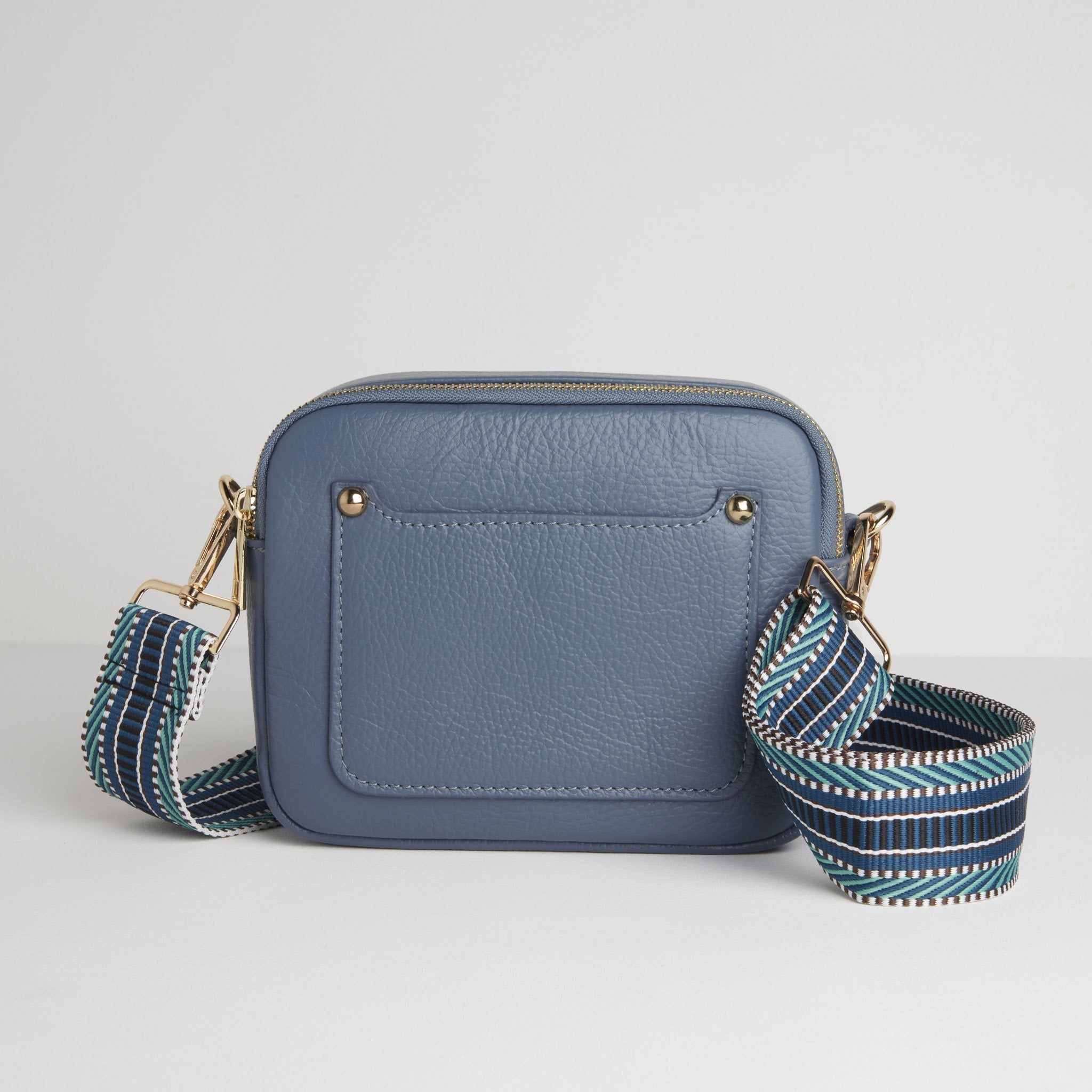 Sienna Crossbody Bag in Denim Blue with Blue Aztec Strap Denim Blue | Betsy & Floss