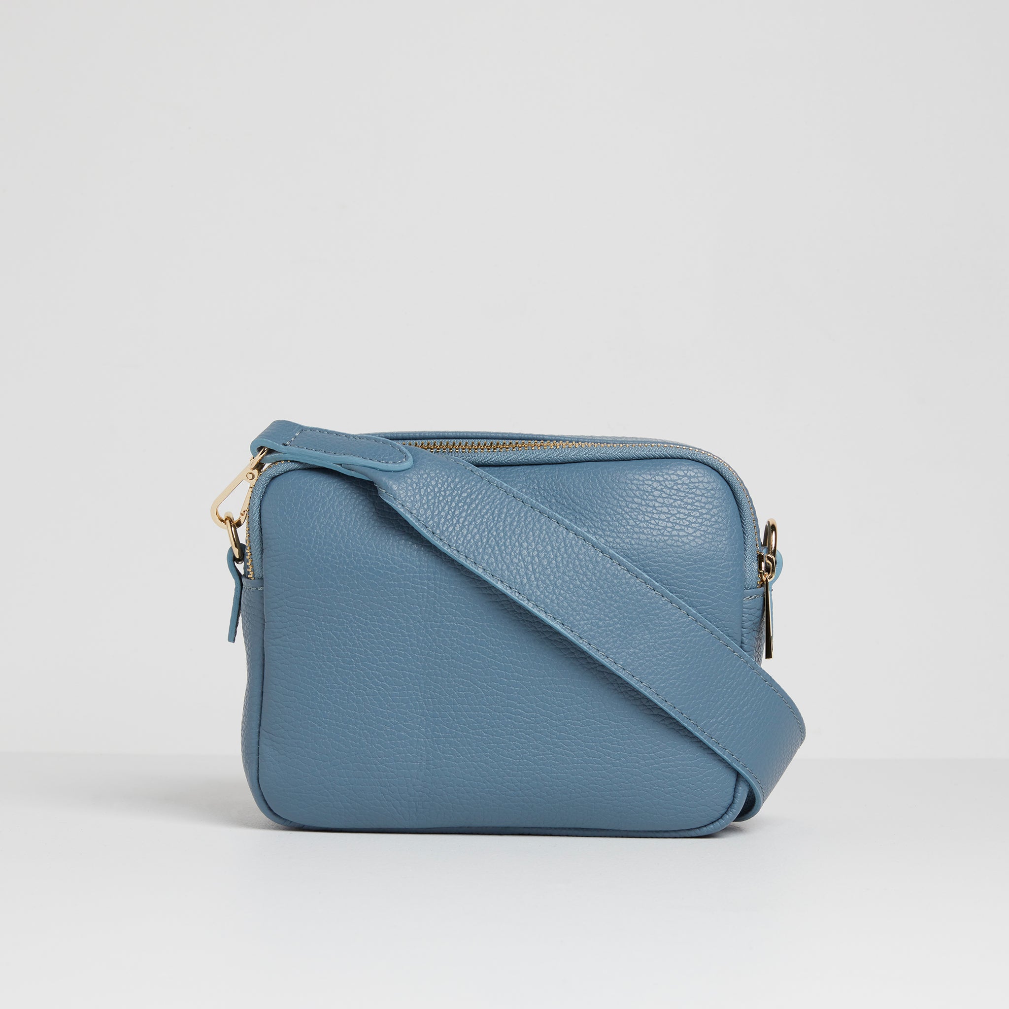 Sienna Crossbody Bag in Denim Blue with Dark Leopard Strap Denim Blue | Betsy & Floss