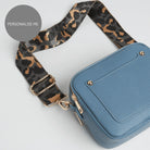 Sienna Crossbody Bag in Denim Blue with Dark Leopard Strap Denim Blue | Betsy & Floss