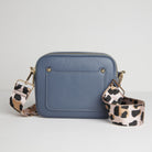 Sienna Crossbody Bag in Denim Blue with Light Pink Leopard Strap Denim Blue | Betsy & Floss