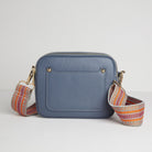 Sienna Crossbody Bag in Denim Blue with Orange Aztec Strap Denim Blue | Betsy & Floss