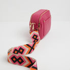 Sienna Crossbody Bag in Fuchsia Pink with Pink and Orange Bohemian Strap Fuchsia Pink | Betsy & Floss