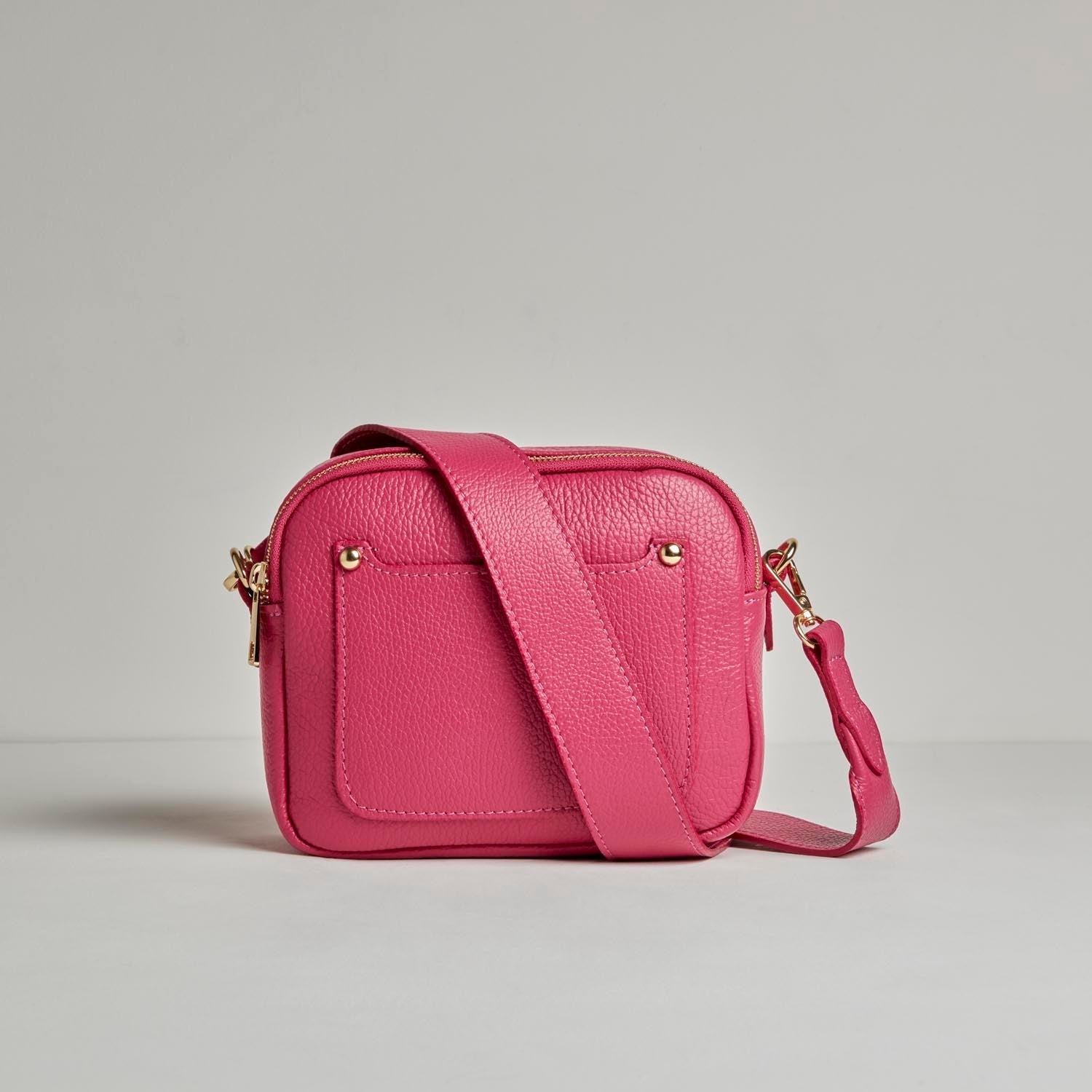 Sienna Crossbody Bag in Fuchsia Pink with Pink Leopard Strap Fuchsia Pink | Betsy & Floss