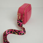 Sienna Crossbody Bag in Fuchsia Pink with Pink Leopard Strap Fuchsia Pink | Betsy & Floss