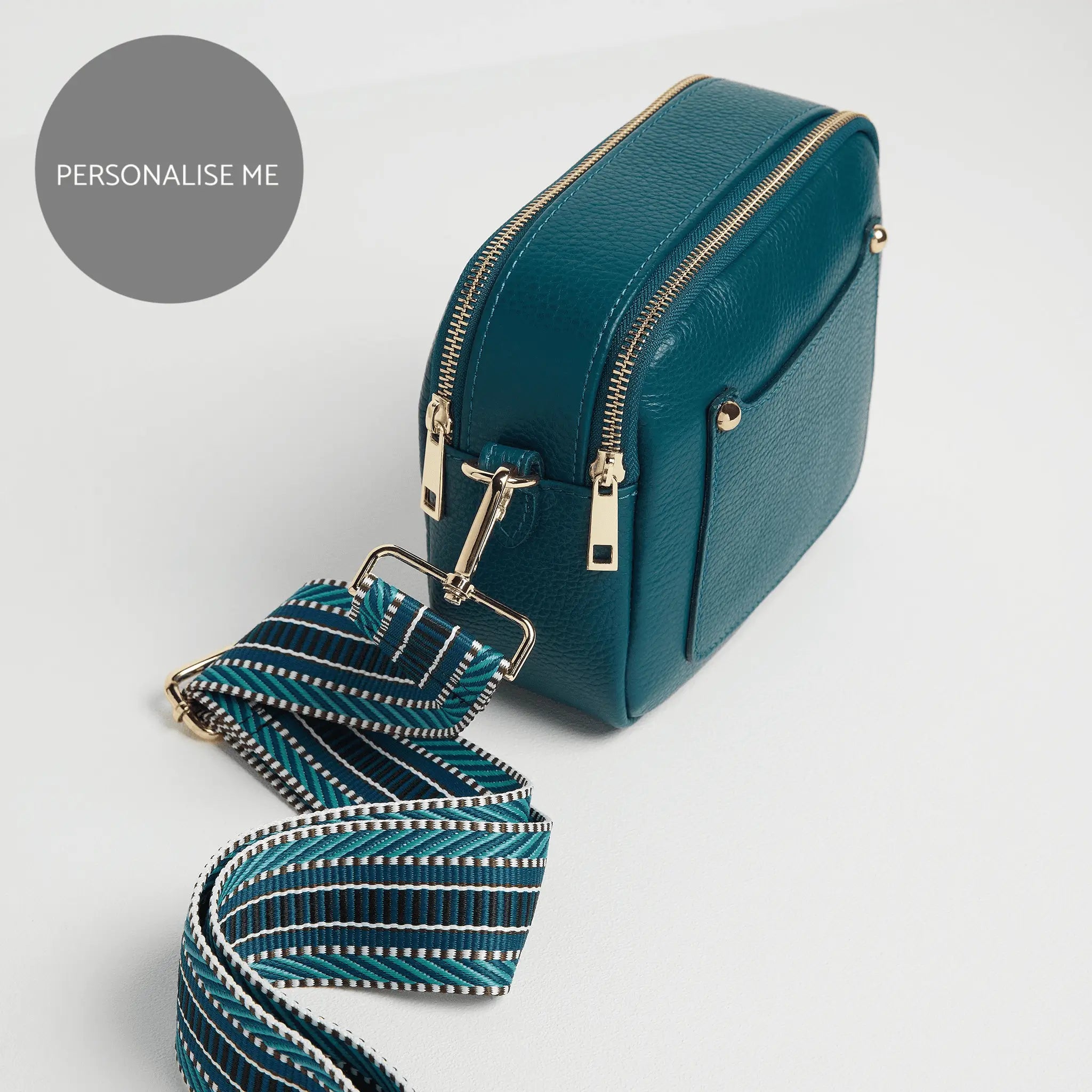 Sienna Crossbody Bag in Teal with Aztec Blue Strap Teal | Betsy & Floss